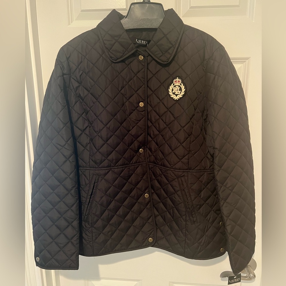 NWT  XL Lauren Ralph Lauren Black
Crest Patch Quilted Jacket